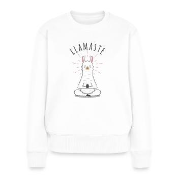 Llamaste Lama Namaste Yoga - Frauen Premium Bio Pullover - Weiß - Vorne - Julia (174cm)