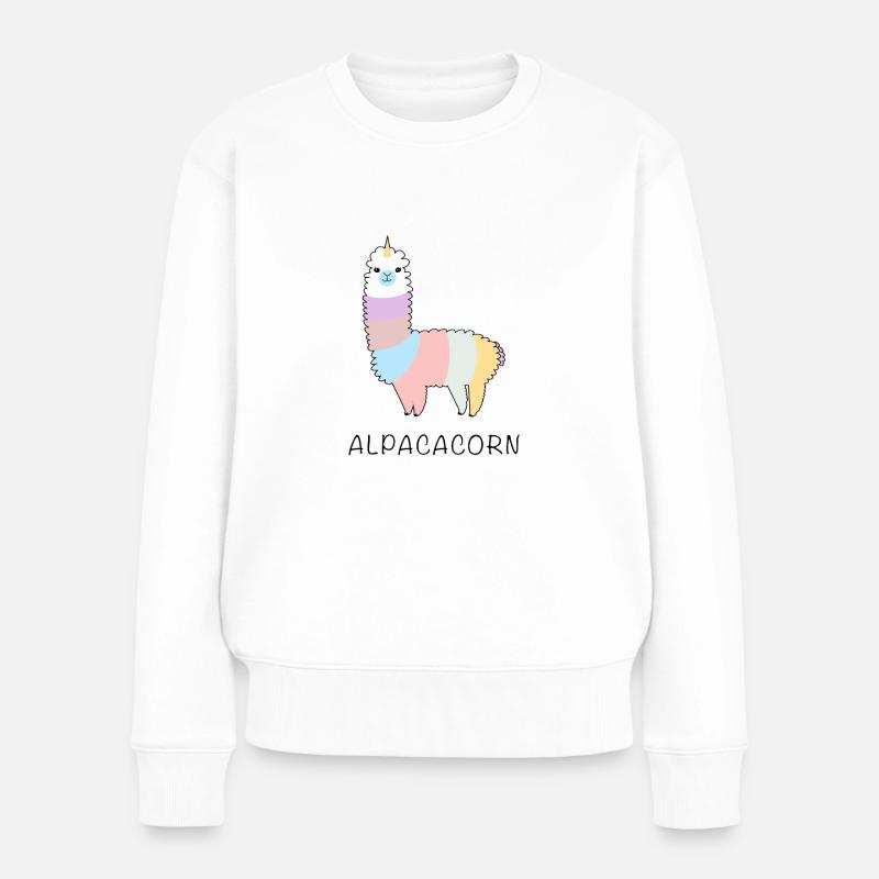 Alpakakorn Alpaka + Einhorn - Frauen Premium Bio Pullover - Weiß