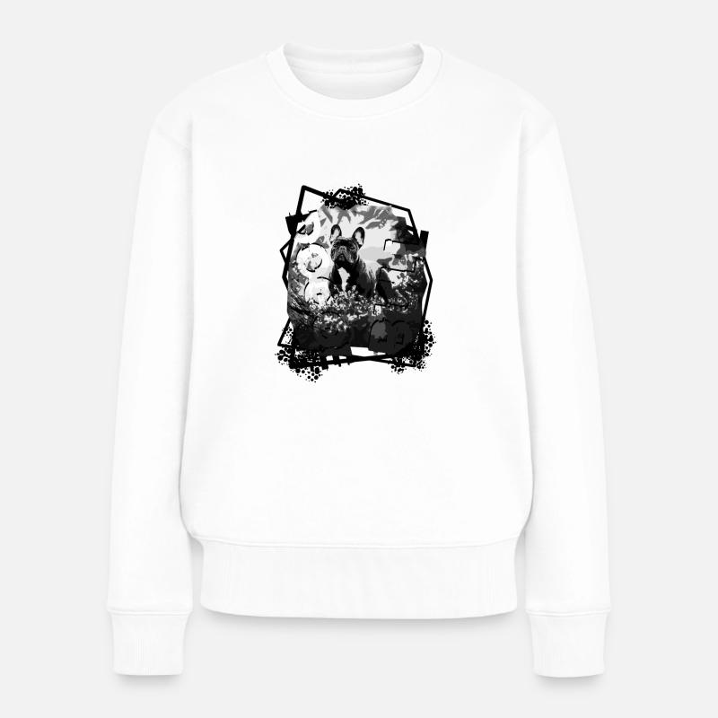 Französische Bulldogge - Frauen Premium Bio Pullover - Weiß