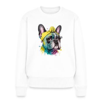 Bouledogue français - Pull Premium bio Femme - blanc - Devant - Julia (174cm)