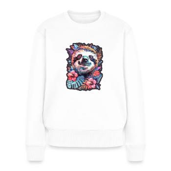 Drôle de paresseux bébé - Pull Premium bio Femme - blanc - Devant - Julia (174cm)