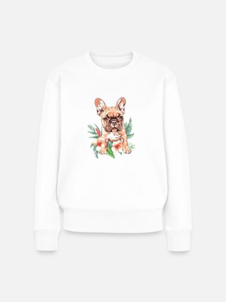 Französische Bulldogge - Frauen Premium Bio Pullover - Weiß