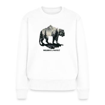 Préserver et protéger Tigre Chat sauvage Jungle Predator - Pull Premium bio Femme - blanc - Devant - Julia (174cm)
