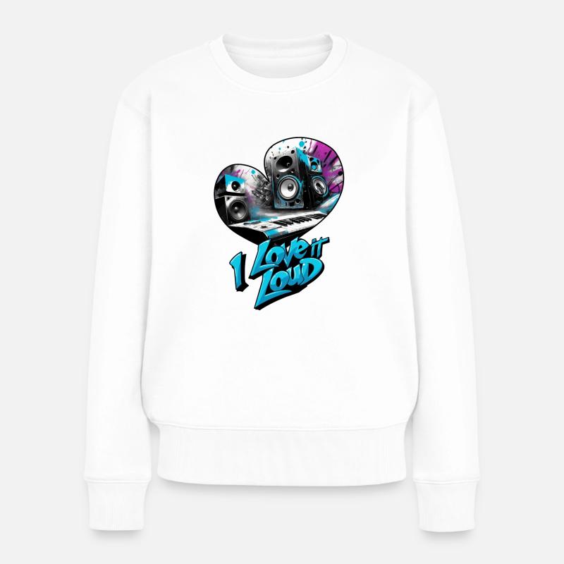 Ich liebe es laut - Frauen Premium Bio Pullover - Weiß