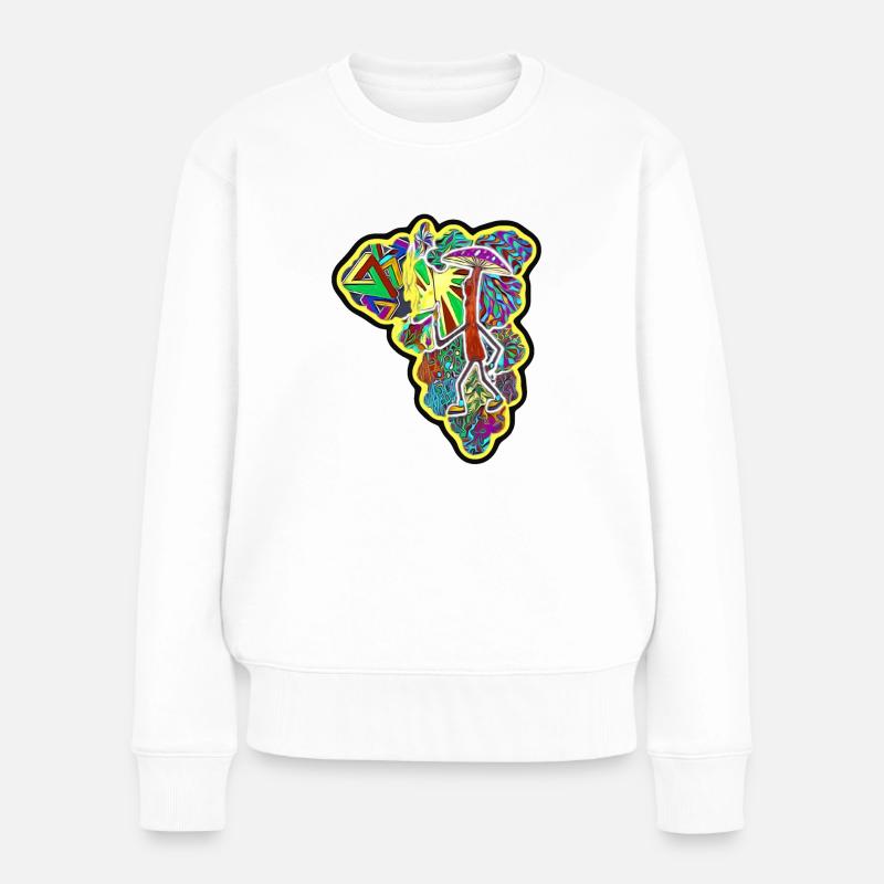 MUSHROOMinCOLORS - Frauen Premium Bio Pullover - Weiß