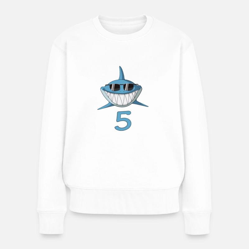 Cooler Hai five vom Haifisch Haiko High Five - Frauen Premium Bio Pullover - Weiß