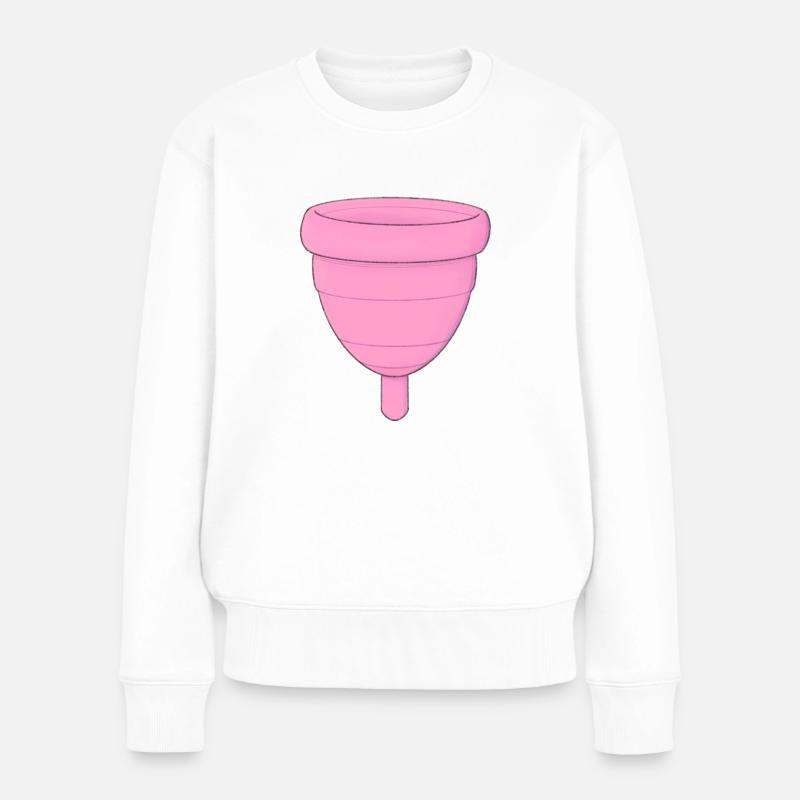 Menstruationstasse - Frauen Premium Bio Pullover - Weiß