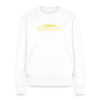 Warning: may contain traces of irony. - Women's Premium Organic Jumper - white - Front - Julia (174cm)