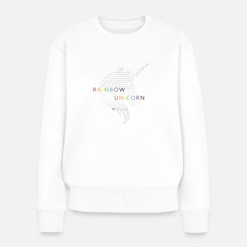 Unicorn - Grau - Frauen Premium Bio Pullover - Weiß