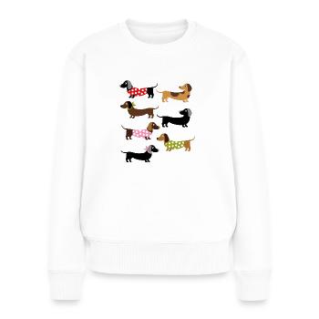 FARBENFROHE DACKEL - Frauen Premium Bio Pullover - Weiß - Vorne - Julia (174cm)