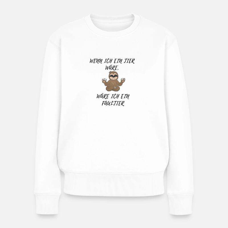 Faultier T-Shirt - Frauen Premium Bio Pullover - Weiß
