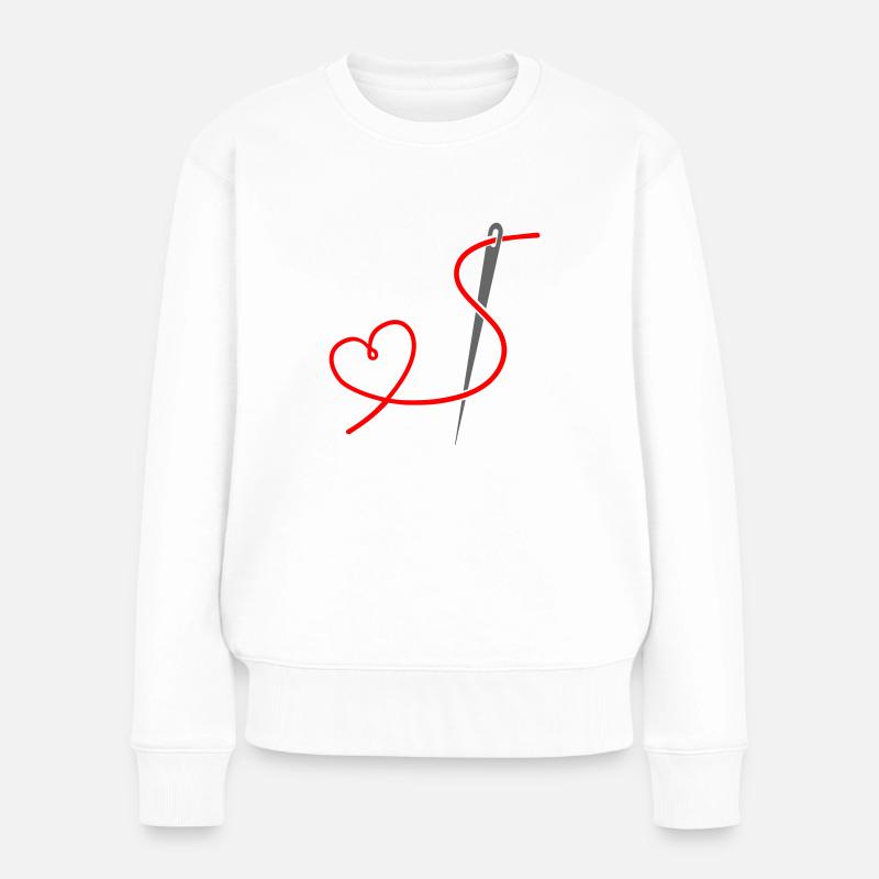 Ich liebe Nähen - Frauen Premium Bio Pullover - Weiß
