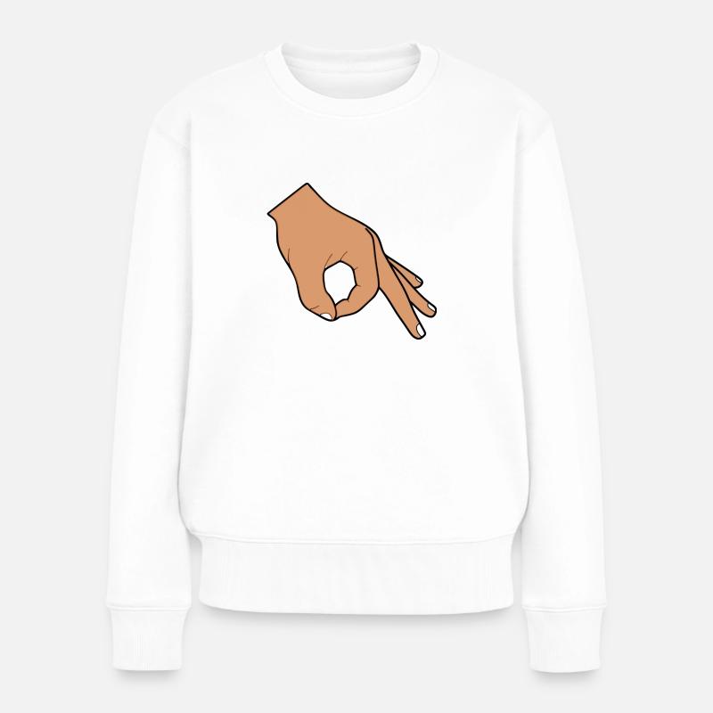 reingeschaut Hand - Frauen Premium Bio Pullover - Weiß