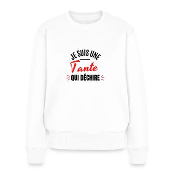 ICH BIN EINE TANTE, DIE WEINT - Frauen Premium Bio Pullover - Weiß - Vorne - Julia (174cm)