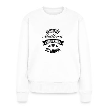 certifiée meilleure puéricultrice du monde - femme - Pull Premium bio Femme - blanc - Devant - Julia (174cm)