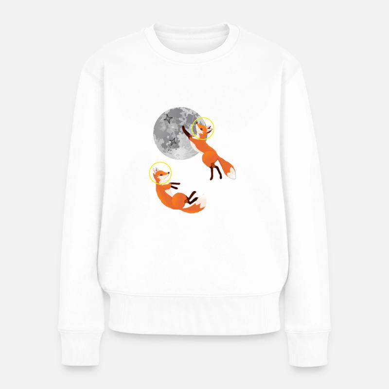 Fuchs Füchse im Weltall - Frauen Premium Bio Pullover - Weiß