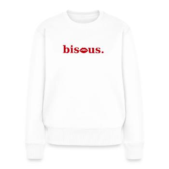 bisous lèvres rouges - Pull Premium bio Femme - blanc - Devant - Julia (174cm)