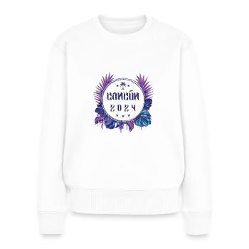 Cancun 2024 - Frauen Premium Bio Pullover - Weiß - Vorne - Julia (174cm)