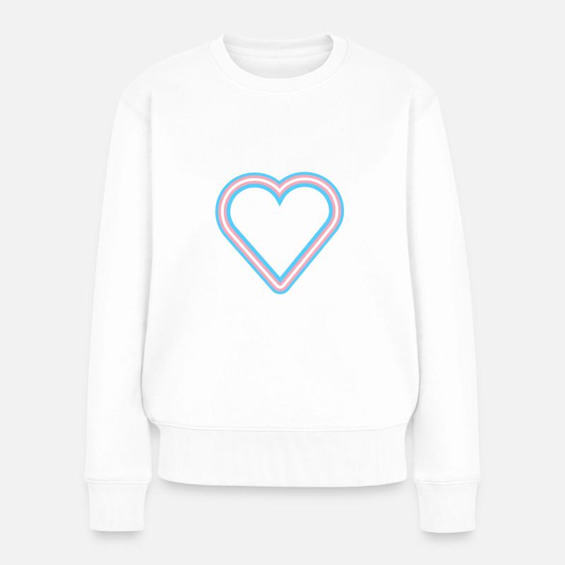 Trans Heart outline - Frauen Premium Bio Pullover - Weiß