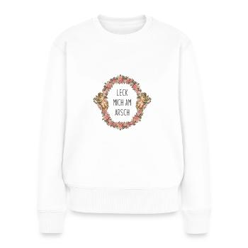 Leck mich am Arsch - Frauen Premium Bio Pullover - Weiß - Vorne - Julia (174cm)