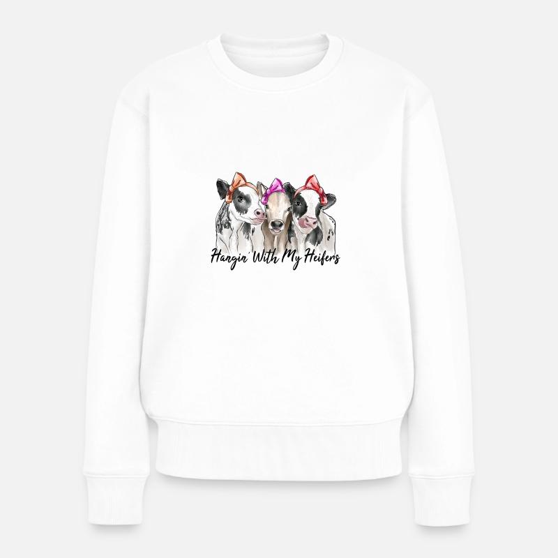 Hangin mit meinen Färsen - Frauen Premium Bio Pullover - Weiß