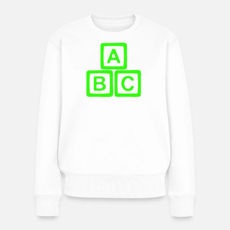 Neon Block ABC Art - Bunter Druck - Frauen Premium Bio Pullover - Weiß