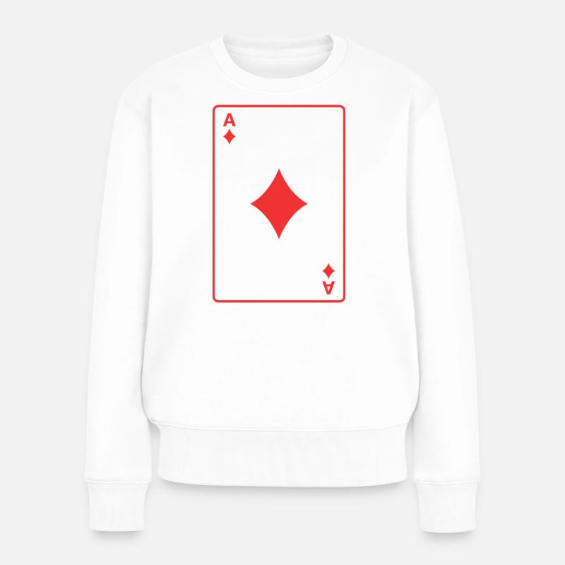Rotes Karo-Ass - Frauen Premium Bio Pullover - Weiß