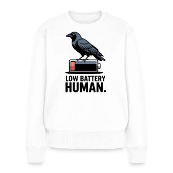 Raven über niedrige Batterie - Frauen Premium Bio Pullover - Weiß - Vorne - Julia (174cm)