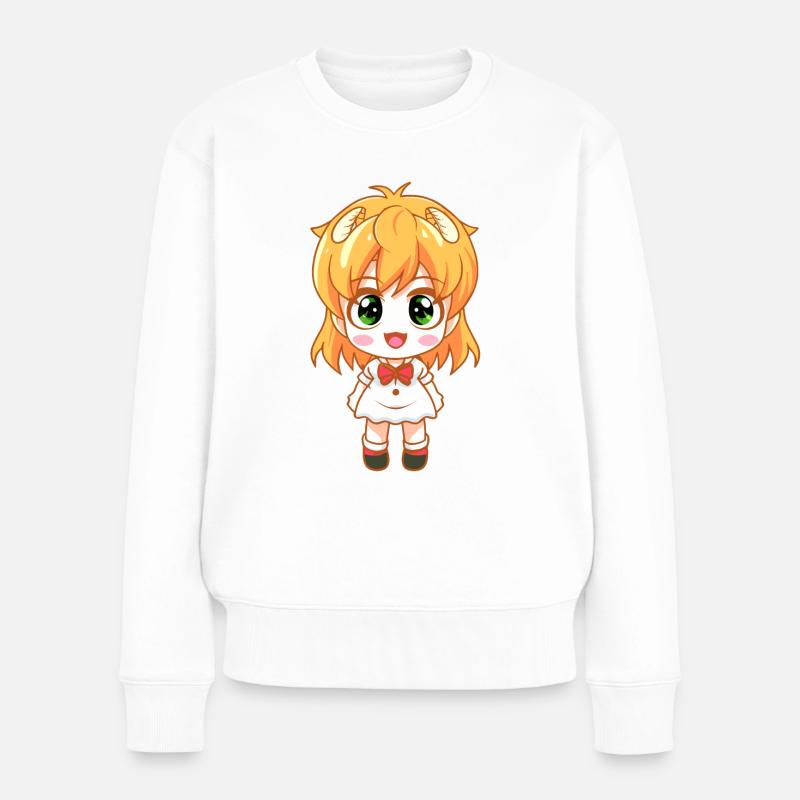 manga comic mädchen - Frauen Premium Bio Pullover - Weiß