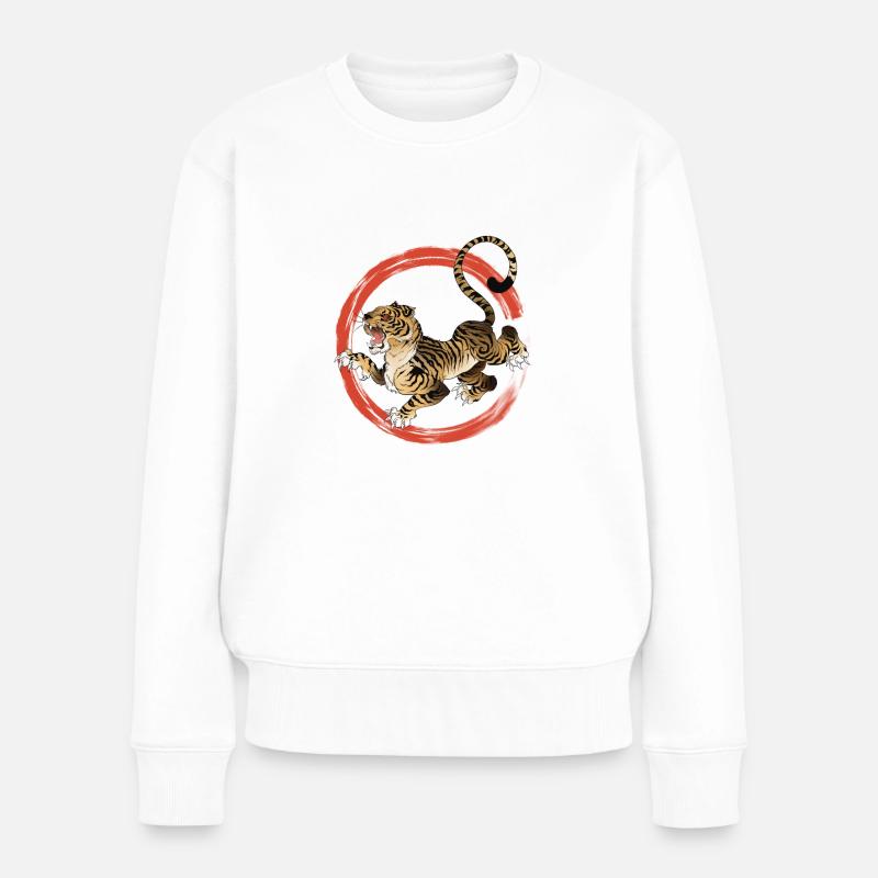 Tigre couleur - Pull Premium bio Femme - blanc