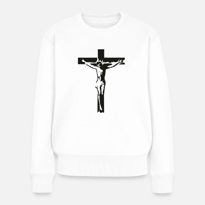 Jesus 02 - Frauen Premium Bio Pullover - Weiß
