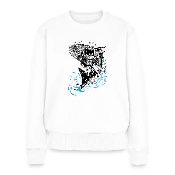Jumping fish (version for light fabrics) - Women's Premium Organic Jumper - white - Front - Julia (174cm)