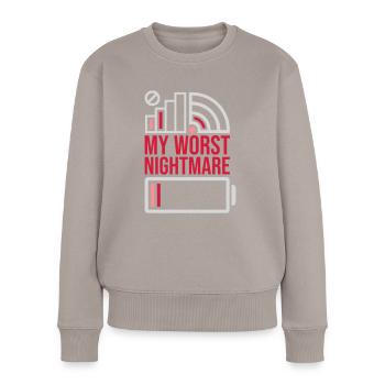 Icônes mon pire cauchemar - Pull Premium bio Femme - taupe - Devant - Julia (174cm)