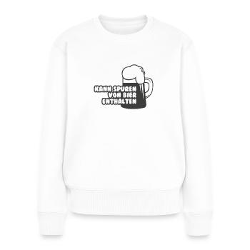 Kann Spuren von Bier enthalten - Frauen Premium Bio Pullover - Weiß - Vorne - Julia (174cm)