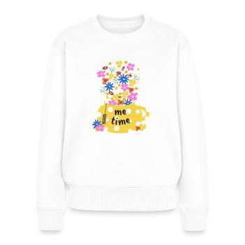me time - Tea Time - Frauen Premium Bio Pullover - Weiß - Vorne - Julia (174cm)