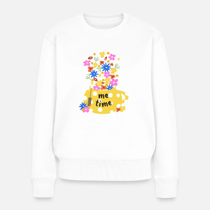 me time - Tea Time - Frauen Premium Bio Pullover - Weiß