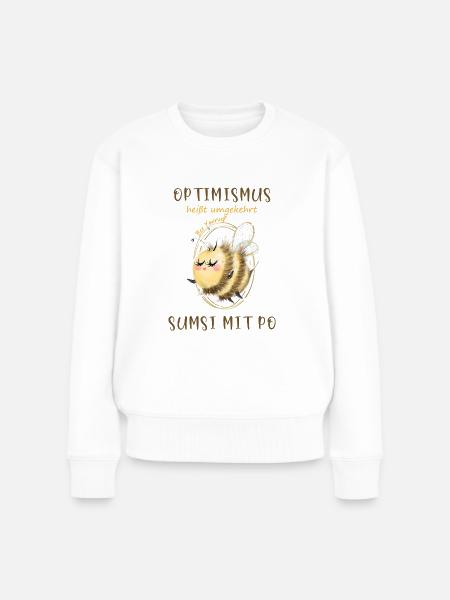 Biene Optimismus Sumsi mit Po - Frauen Premium Bio Pullover - Weiß