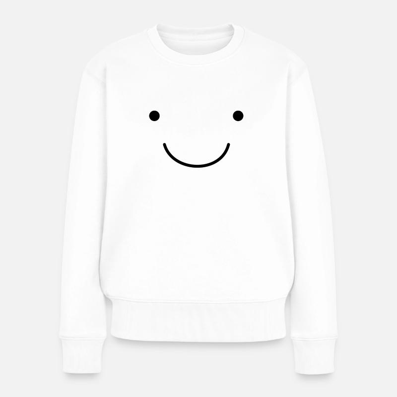 Nettes Emoji lächelndes Gesicht - Frauen Premium Bio Pullover - Weiß