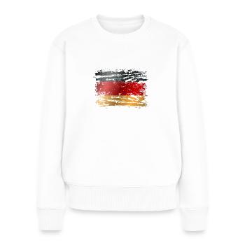 Deutschland Flagge Deutsche Fahne Used Look Heimat - Frauen Premium Bio Pullover - Weiß - Vorne - Julia (174cm)