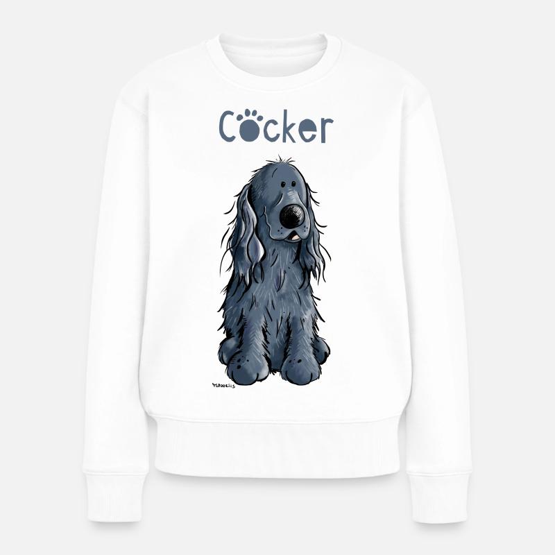 Lustiger Cocker Spaniel - Frauen Premium Bio Pullover - Weiß
