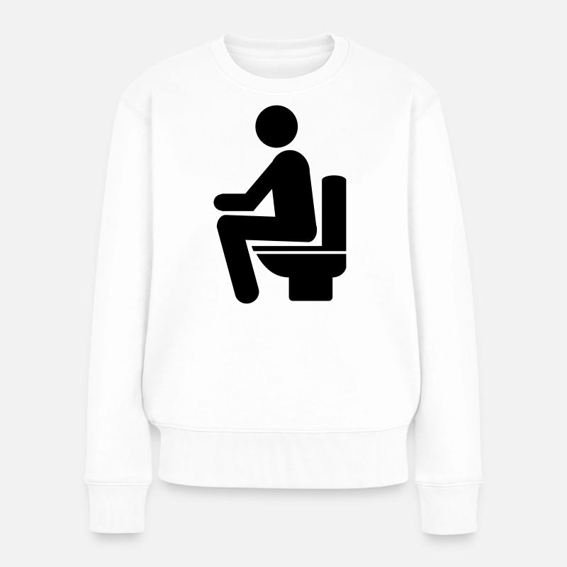 MANN AUF TOILETTE - Frauen Premium Bio Pullover - Weiß