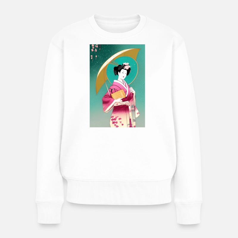 Geisha 2 - Frauen Premium Bio Pullover - Weiß