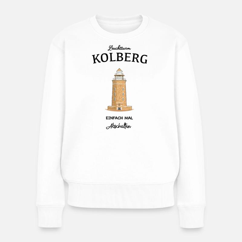 Leuchtturm Kolberg, Ostsee - Frauen Premium Bio Pullover - Weiß
