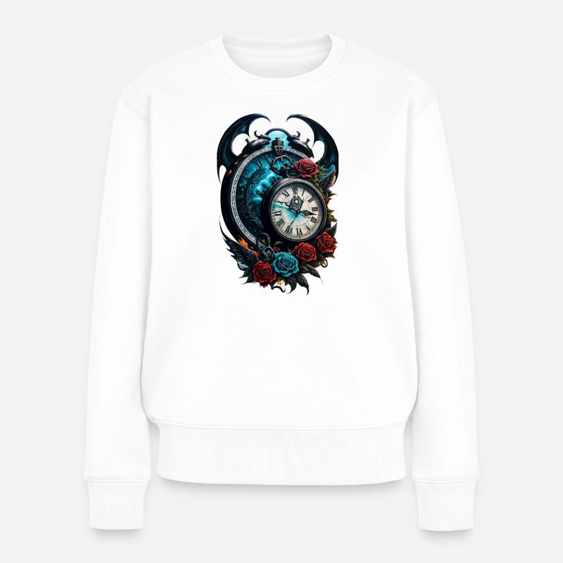 L’horloge dans le brouillard de l’infini. - Pull Premium bio Femme - blanc