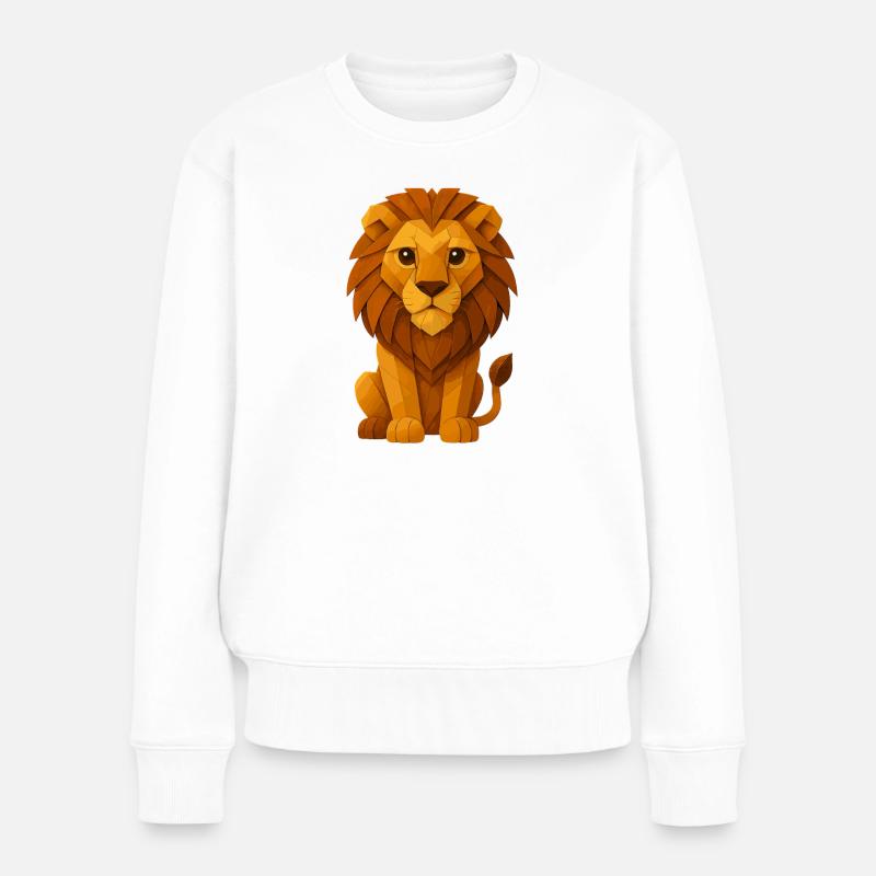 Majestätischer Origami-Löwe - Frauen Premium Bio Pullover - Weiß