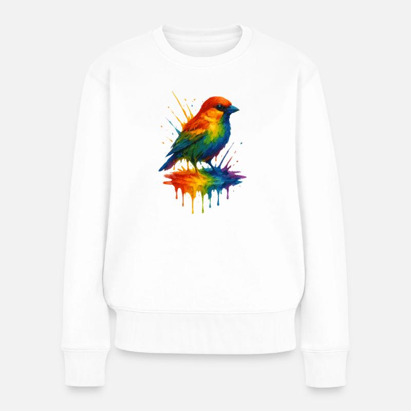 Ulmer Regenbogen SPATZ - Frauen Premium Bio Pullover - Weiß