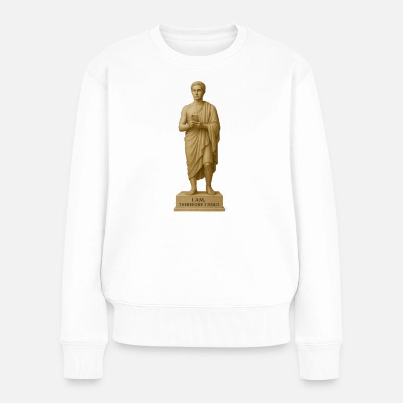 Statue antique avec motif smartphone - Pull Premium bio Femme - blanc