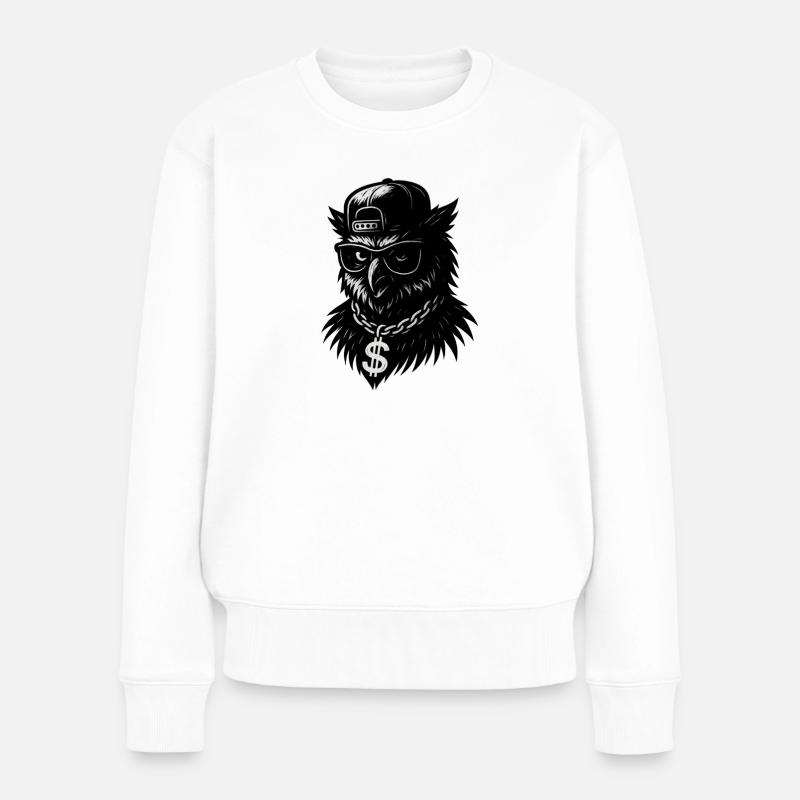 Rap-Eule - Frauen Premium Bio Pullover - Weiß