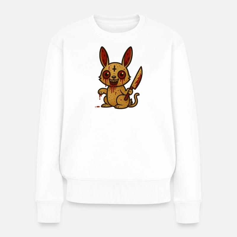 Blutiges Kaninchen Illustration - Frauen Premium Bio Pullover - Weiß