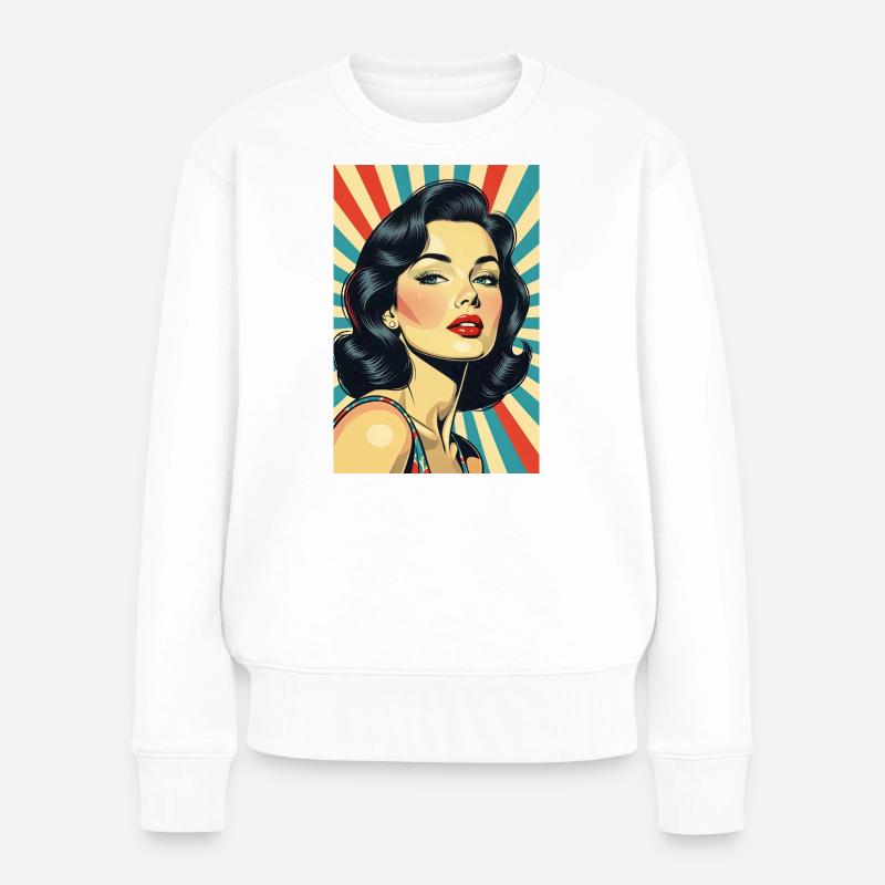 Retro-Stil Diva R01 - Frauen Premium Bio Pullover - Weiß